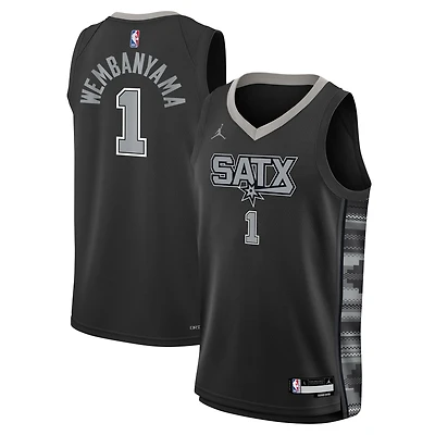 Maillot Swingman noir Jordan Brand Victor Wembanyama San Antonio Spurs pour enfant - Édition Statement