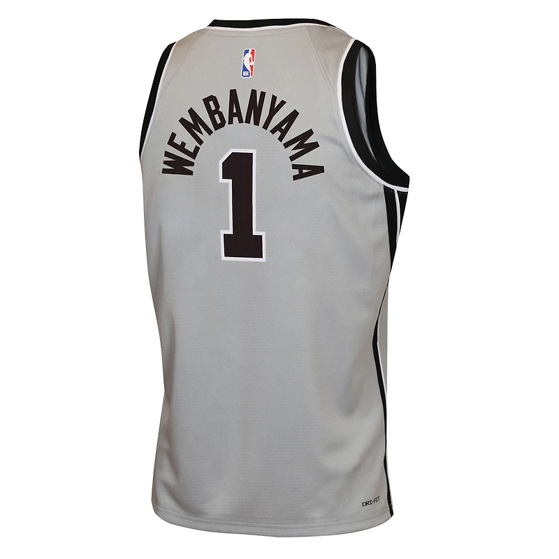 Maillot Swingman argent Victor Wembanyama de la marque Jordan pour jeune San Antonio Spurs - Édition Statement