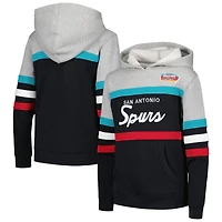 Sweat à capuche Mitchell & Ness noir/gris chiné pour jeune entraîneur des San Antonio Spurs Hardwood Classics