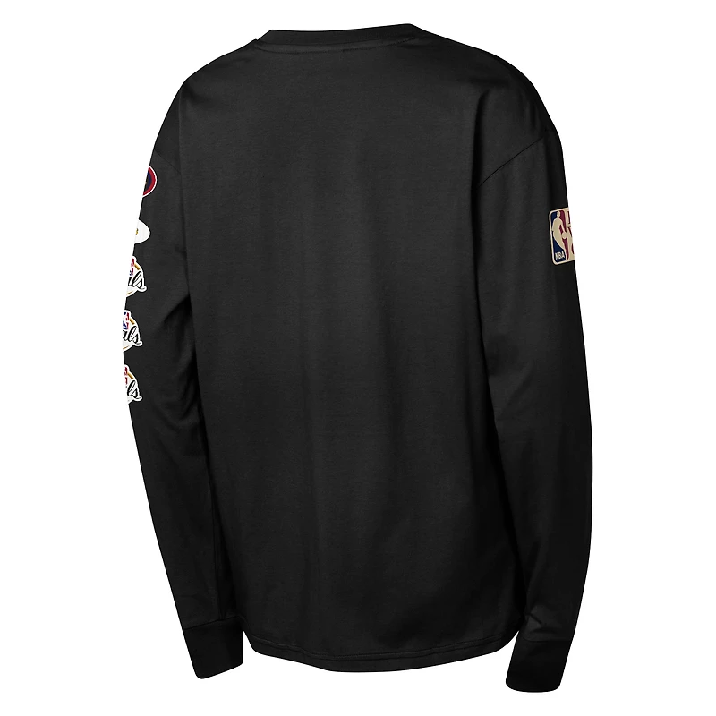 Youth Mitchell & Ness Black San Antonio Spurs  Hardwood Classics All Over Long Sleeve T-Shirt