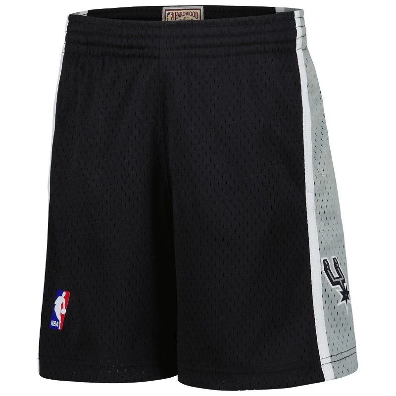 Short Swingman Mitchell & Ness noir pour jeunes San Antonio Spurs Hardwood Classics