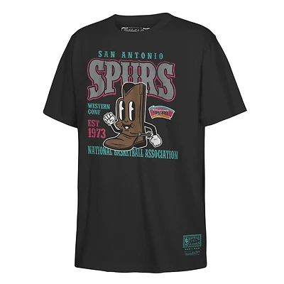 T-shirt noir rétro Mitchell & Ness pour jeunes avec inscription « San Antonio Spurs »