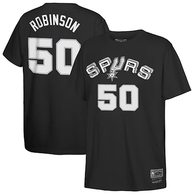 T-shirt Mitchell & Ness David Robinson noir San Antonio Spurs Hardwood Classics pour enfant, avec nom et numéro