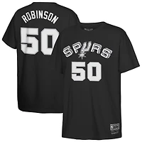 T-shirt Mitchell & Ness David Robinson noir San Antonio Spurs Hardwood Classics pour enfant, avec nom et numéro