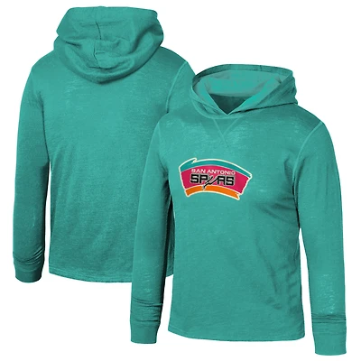 Youth Mitchell & Ness Teal San Antonio Spurs Hardwood Classics Legendary Slub Lightweight Pullover Hoodie