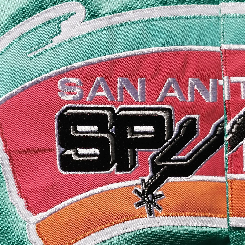 Youth Mitchell & Ness Teal San Antonio Spurs Hardwood Classics Satin Raglan Full-Snap Jacket