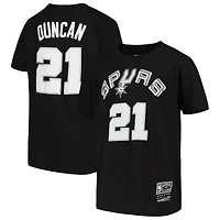 Youth Mitchell & Ness Tim Duncan Black San Antonio Spurs Hardwood Classics Name Number T-Shirt