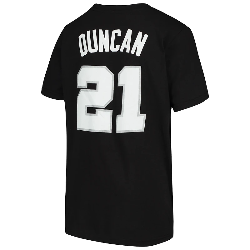 Youth Mitchell & Ness Tim Duncan Black San Antonio Spurs Hardwood Classics Name Number T-Shirt