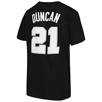 Youth Mitchell & Ness Tim Duncan Black San Antonio Spurs Hardwood Classics Name Number T-Shirt