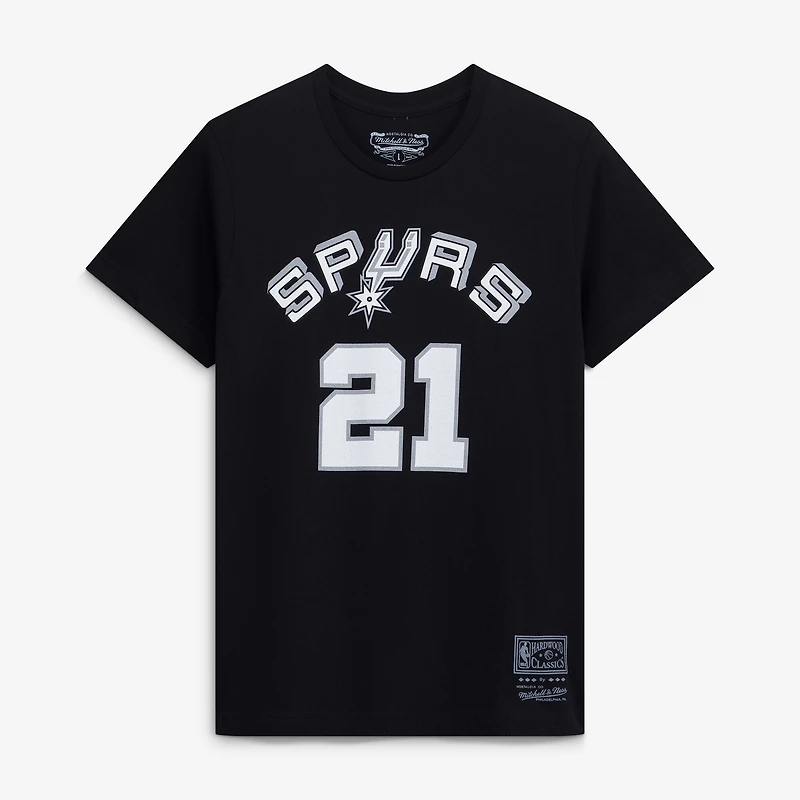 Youth Mitchell & Ness Tim Duncan Black San Antonio Spurs Hardwood Classics Name Number T-Shirt