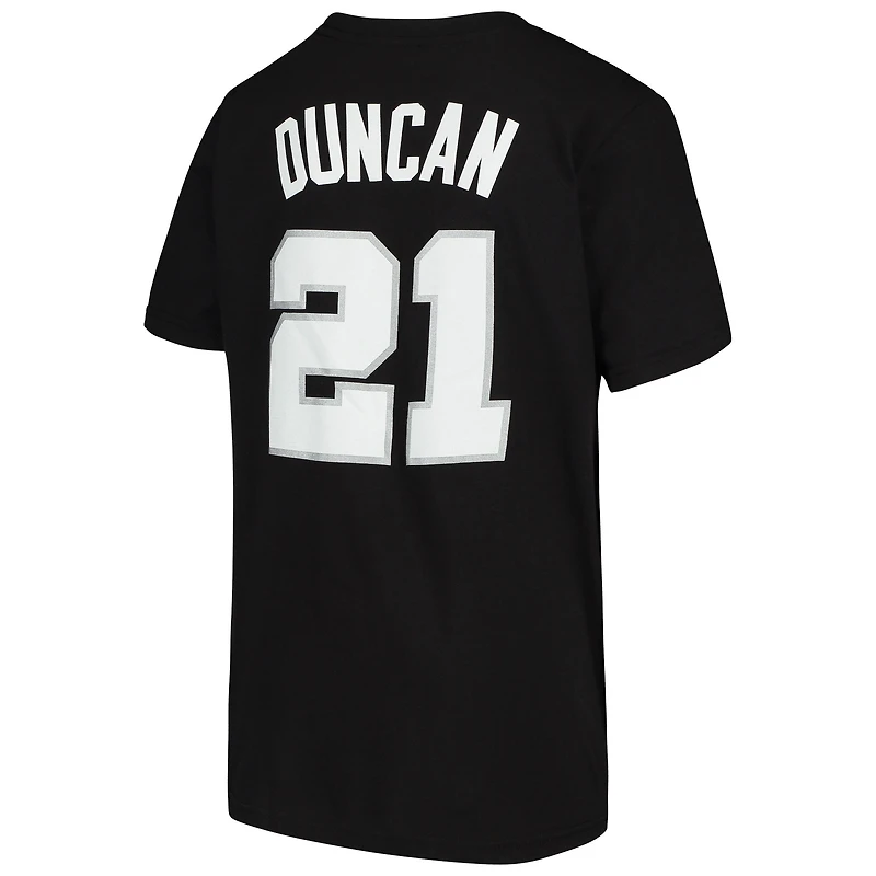 Youth Mitchell & Ness Tim Duncan Black San Antonio Spurs Hardwood Classics Name Number T-Shirt