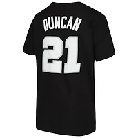 Youth Mitchell & Ness Tim Duncan Black San Antonio Spurs Hardwood Classics Name Number T-Shirt