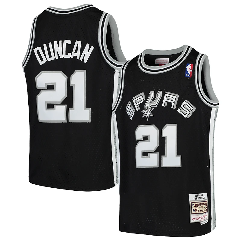 Maillot San Antonio Spurs Swingman Throwback pour jeune Mitchell & Ness Tim Duncan Noir