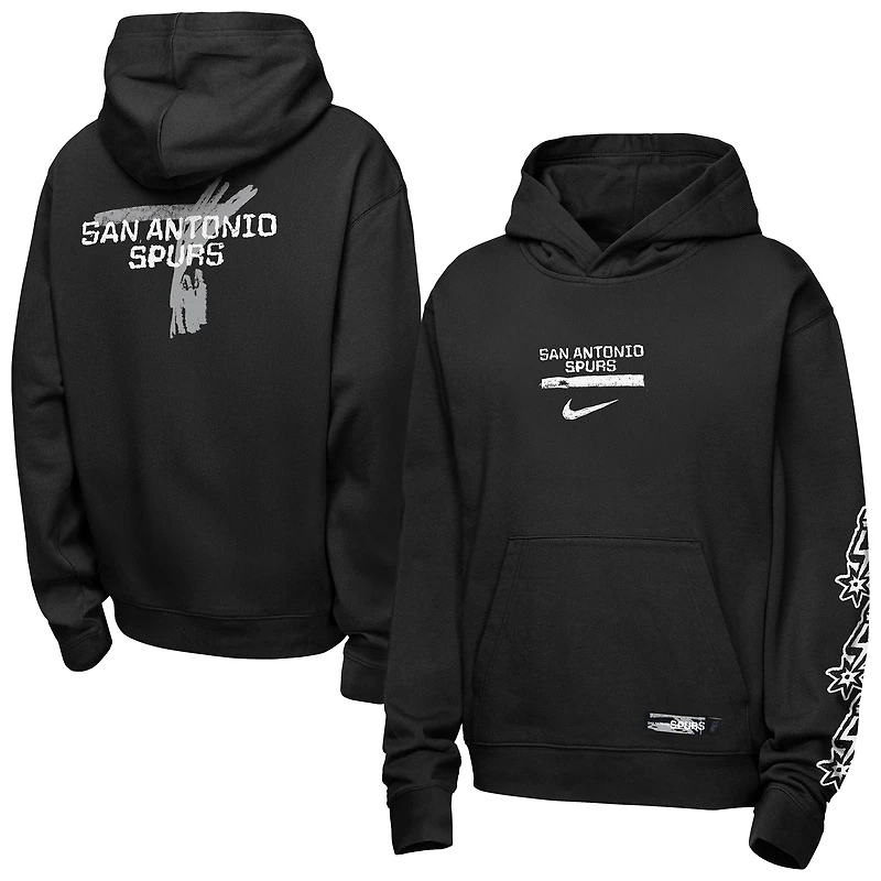 Sweat à capuche Nike Courtside Club Premiere noir pour jeunes des San Antonio Spurs