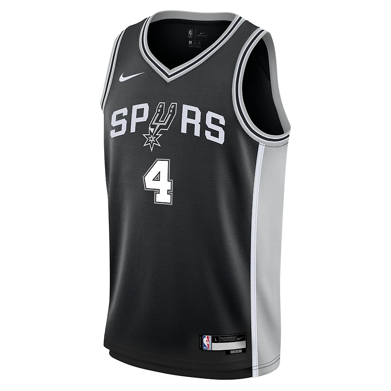 Maillot Nike Swingman De'Aaron Fox noir pour jeune des San Antonio Spurs - Édition Icon