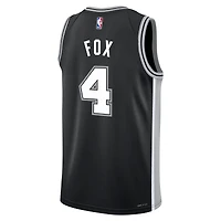 Maillot Nike Swingman De'Aaron Fox noir pour jeune des San Antonio Spurs - Édition Icon