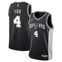 Maillot Nike Swingman De'Aaron Fox noir pour jeune des San Antonio Spurs - Édition Icon