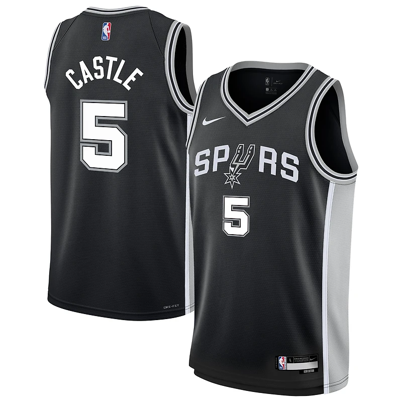 Youth Nike Stephon Castle Black San Antonio Spurs Swingman Jersey - Icon Edition
