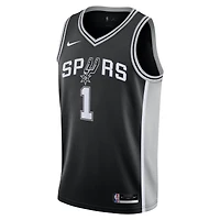 Maillot Swingman San Antonio Spurs Nike Victor Wembanyama Noir pour Jeune - Icon Edition