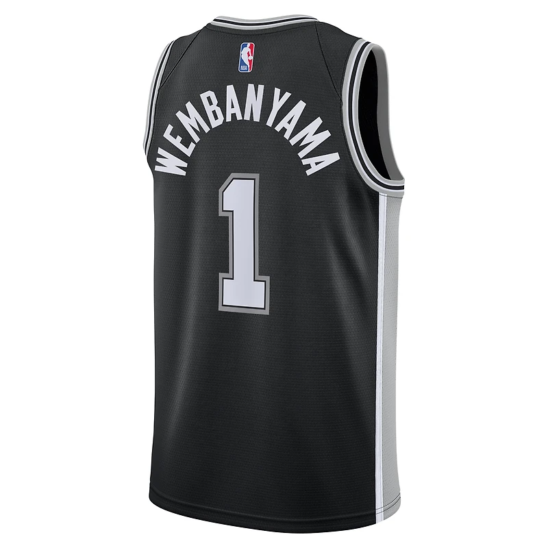 Maillot Swingman San Antonio Spurs Nike Victor Wembanyama Noir pour Jeune - Icon Edition