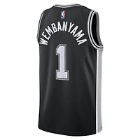 Maillot Swingman San Antonio Spurs Nike Victor Wembanyama Noir pour Jeune - Icon Edition