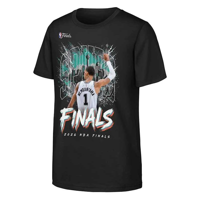 Youth Outerstuff Victor Wembanyama Black San Antonio Spurs 2026 NBA Finals City T-Shirt