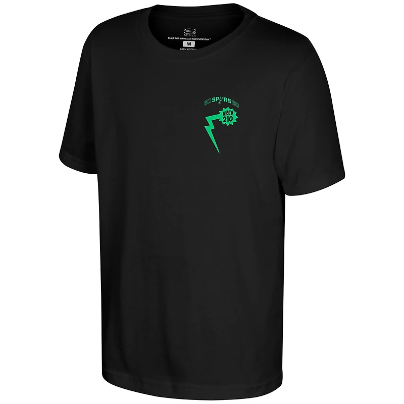 Youth Stadium Essentials Black San Antonio Spurs Area 210 Comic Book T-Shirt