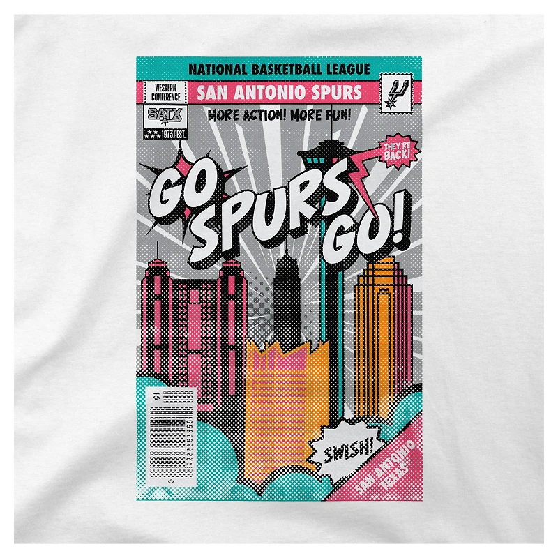 Youth Stadium Essentials White San Antonio Spurs Comic Book Cover T-Shirt