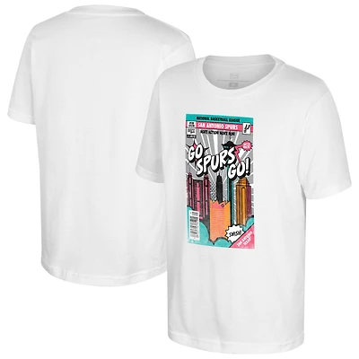 T-shirt blanc Youth Stadium Essentials San Antonio Spurs avec couverture de bande dessinée
