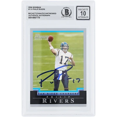 Philip Rivers San Diego Chargers Autographed 2004 Bowman #113 Beckett Fanatics Witnessed Authenticated 10 Rookie Card