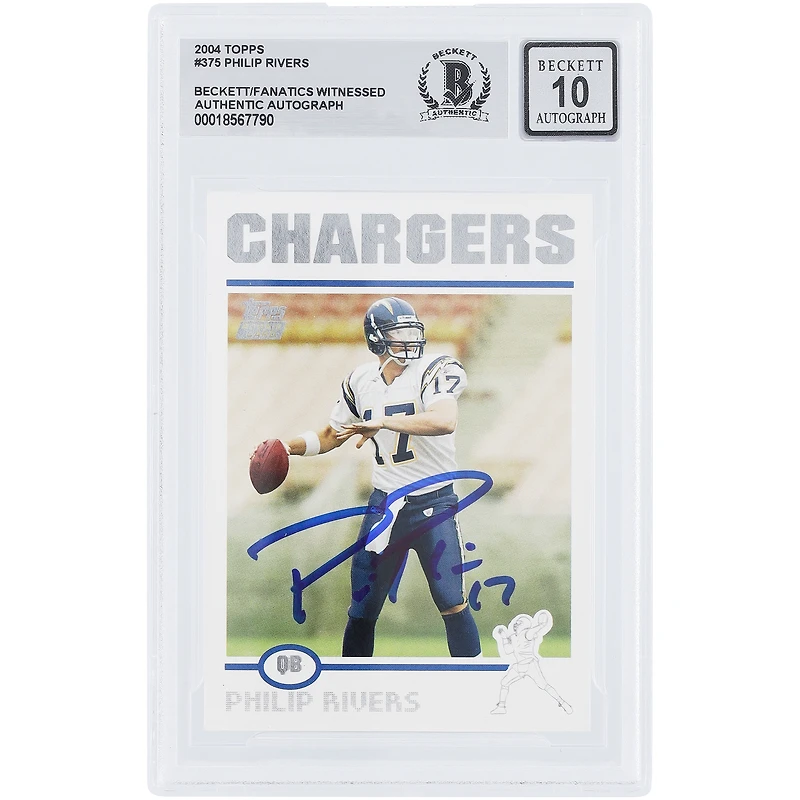Philip Rivers San Diego Chargers Autographed 2004 Topps #375 Beckett Fanatics Witnessed Authenticated 10 Rookie Card