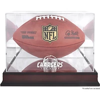 Vitrine en acajou avec logo de football américain des Chargers de San Diego et fond miroir
