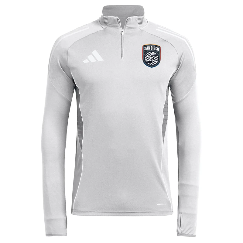 Men's adidas  Silver San Diego FC 2025 AEROREADY Quarter-Zip Long Sleeve Training Top