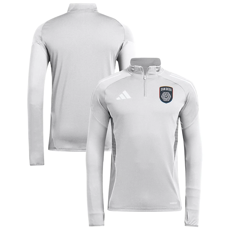 Men's adidas  Silver San Diego FC 2025 AEROREADY Quarter-Zip Long Sleeve Training Top