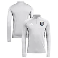 Men's adidas  Silver San Diego FC 2025 AEROREADY Quarter-Zip Long Sleeve Training Top