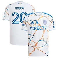 Maillot authentique adidas Anibal Godoy blanc San Diego FC 2026 Unprecedented Unity Kit pour homme, avec patch sur le terrain