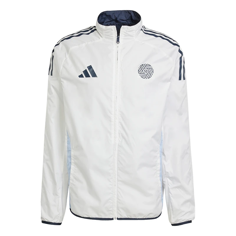 Men's adidas Navy/White San Diego FC 2025 Anthem Reversible Full-Zip Jacket