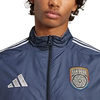 Men's adidas Navy/White San Diego FC 2025 Anthem Reversible Full-Zip Jacket