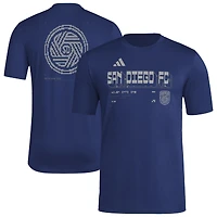 T-shirt d'avant-match adidas bleu marine San Diego FC 2026 Anthem AEROREADY pour homme