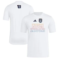 T-shirt adidas blanc San Diego FC 2025 pour homme avec maillot Hook AEROREADY