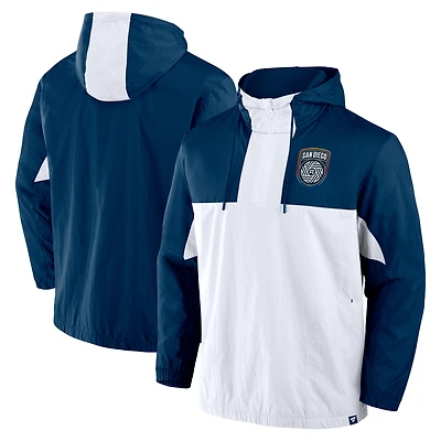 Men's Fanatics Navy San Diego FC Free Kick Woven Quarter-Zip Hoodie Jacket