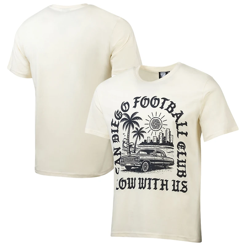 Men's Sport Design Sweden Cream San Diego FC Founders Script Relaxed T-Shirt