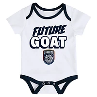 Newborn Navy/Heather Gray/White San Diego FC Loyal Buddies 3-Pack Bodysuit Set