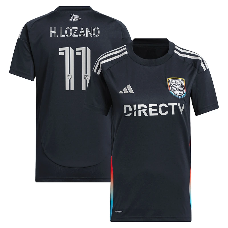 Maillot réplique de joueur adidas Hirving Lozano bleu marine San Diego FC 2025 State of Flow pour femme