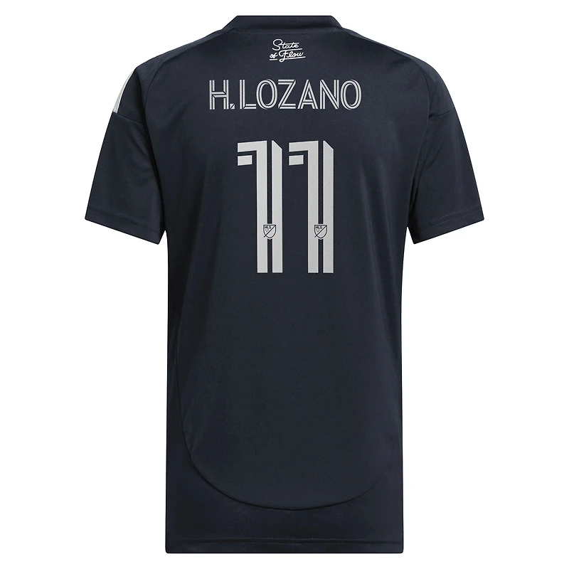 Maillot réplique de joueur adidas Hirving Lozano bleu marine San Diego FC 2025 State of Flow pour femme