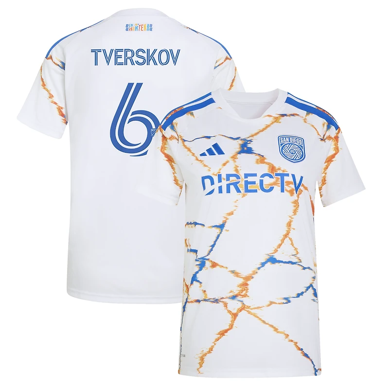 Women's adidas Jeppe Tverskov White San Diego FC 2026 Unprecedented Unity Kit Replica Jersey