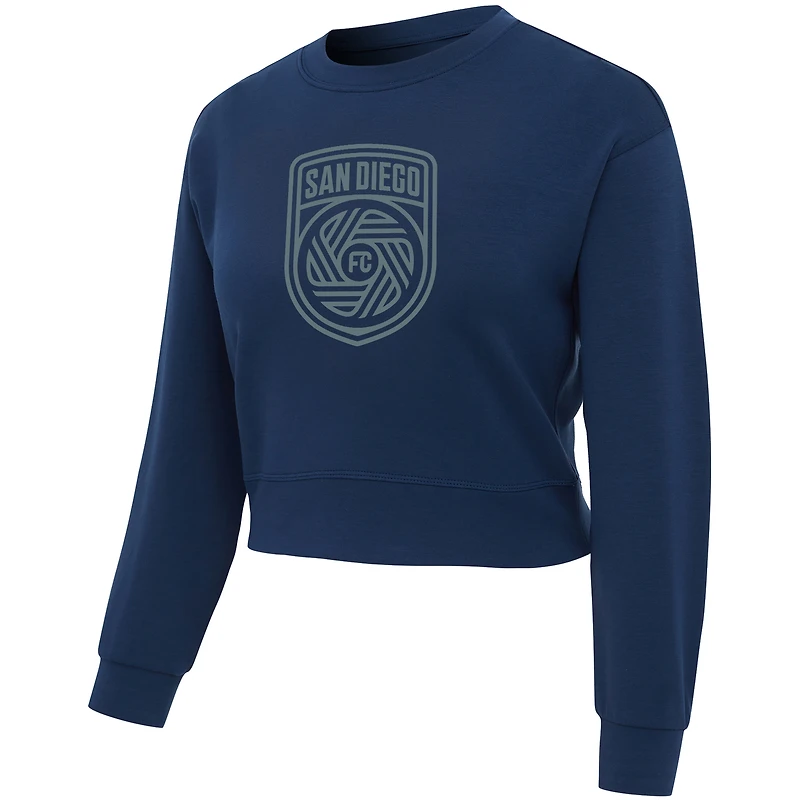 Haut court à manches longues en tricot Darby bleu marine San Diego FC Tri-Blend pour femme
