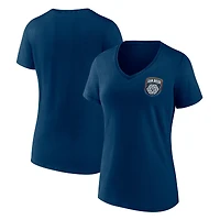 T-shirt à col en V avec logo principal Fanatics Navy San Diego FC pour femmes