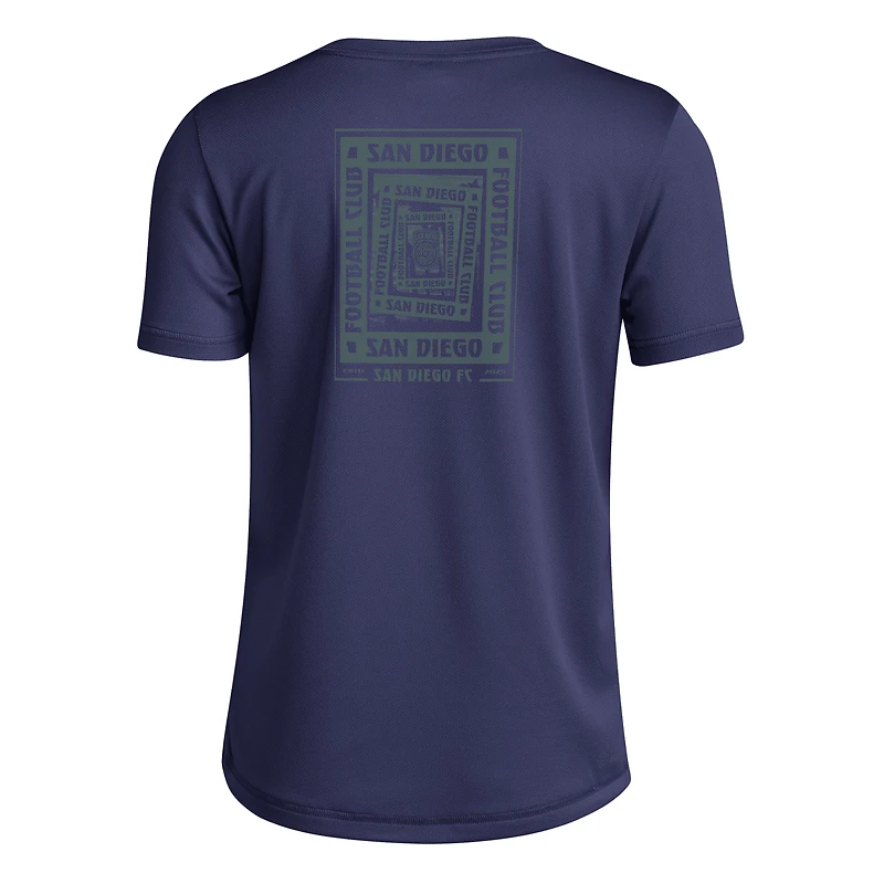 T-shirt cache-cœur adidas bleu marine San Diego FC Local pour jeunes