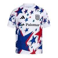 Maillot d'avant-match adidas blanc San Diego FC 2026 Americana pour jeunes